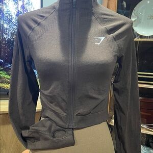 Gymshark Women's Brown Cropped zip up Jacket